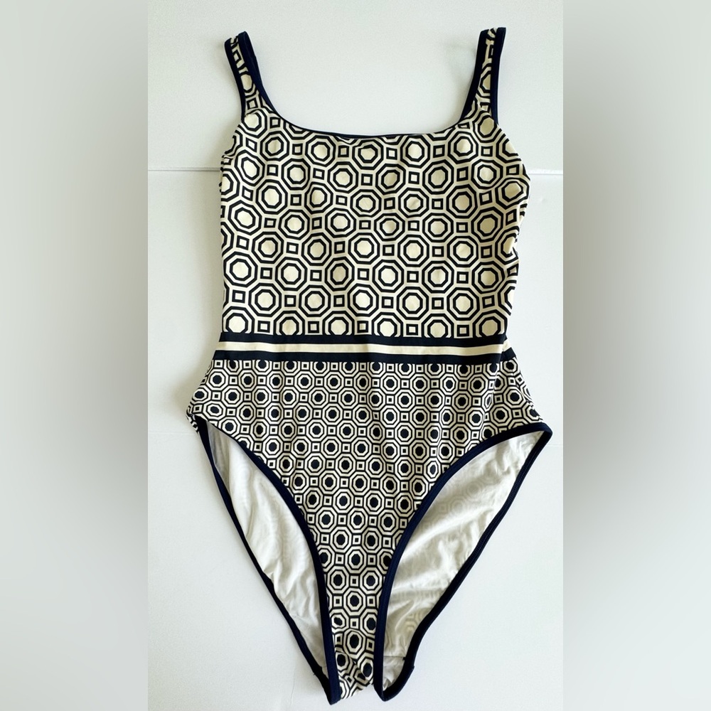 Tory Burch Geo Tank Swimsuit One Piece Tory Navy Octagon ~ Size M
